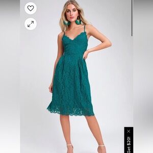 LULUS Royal Treatment Teal Skater MIDI Dress